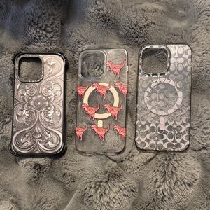 Grey/green coach iPhone 15 pro max case , pink Dino Coach 15 pro max or casetify